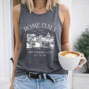 Rome Italy Eternal City Women's Color Cotton Tank Top in Gray
