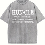 Huncle Uncles Fun Saying Vintage Washed T-Shirt in Gray