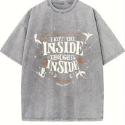 Ridoc Quest Squad I Kept The Inside Thoughts Inside vintage washed oversized T-shirt in Gray