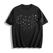 Hearts Cute Heart Cotton T-Shirt in Black