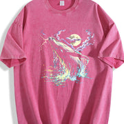 Whale Midnight 90s Vintage Washed T-Shirt in Red