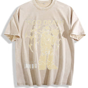 Ego Death Lust Anime Sleeveless Tank Vintage Washed T-Shirt in Beige