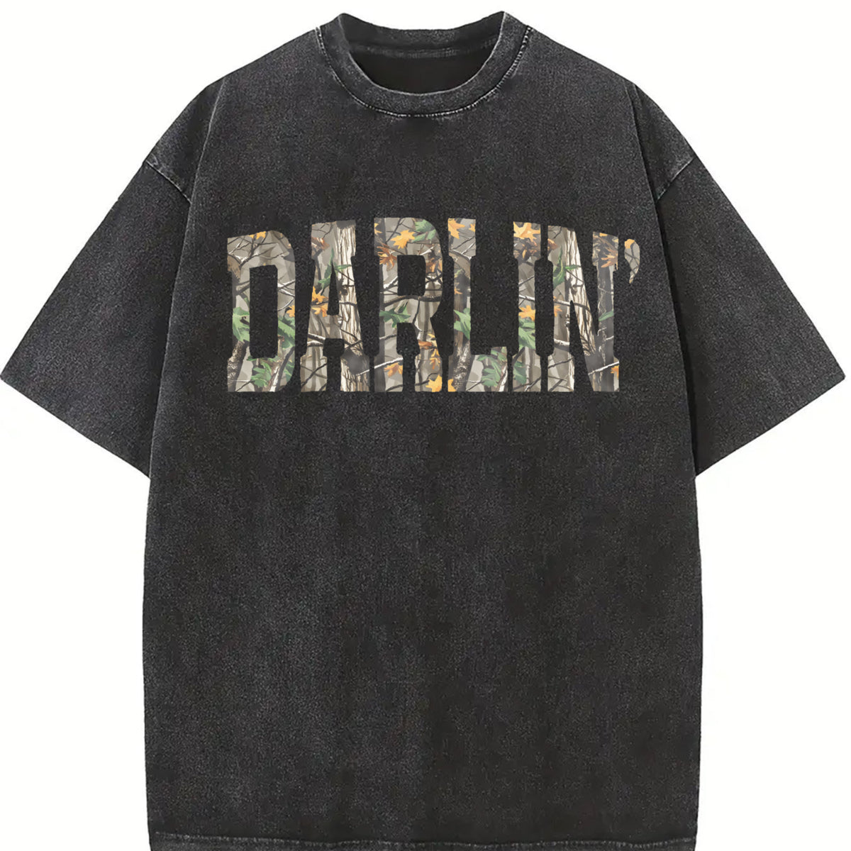 Retro Camo Western Camouflage Western Concert vintage washed oversized T-shirt in Black