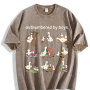 Outnumbered by Boys Goose Vintage Washed T-Shirt in Brown