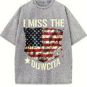 I Miss the American Flag Vintage Washed T-Shirt in Gray