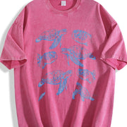 Sea Turtle 90s Tattoo Vintage Washed T-Shirt in Red