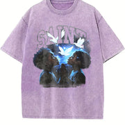 Saint Kids & Dove Religious Vintage Washed T-Shirt in Purple