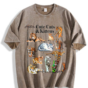 Cute Cats & Kittens Vintage Washed T-Shirt in Brown