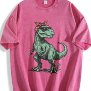 T-rex Bandana Sunglasses Vintage Washed T-Shirt in Red