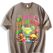 Happy Cinco de Mayo Vintage Washed T-Shirt in Brown