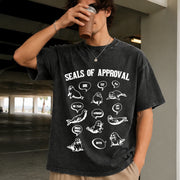 Seals of Approval Meme Vintage Washed T-Shirt in Black