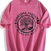 Hakuna Matata Animal Kingdom Lion King Simbba Timonn Vintage Washed T-Shirt in Red
