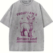 Goat Retro 90s Goat Today I'm Serious Vintage Washed T-Shirt in Gray