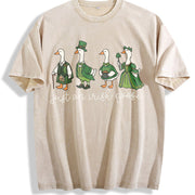 St. Patrick's Day Irish Goose vintage washed oversized T-shirt in Beige