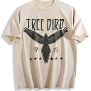 Free Bird Boho Vintage Washed T-Shirt in Beige