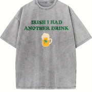 Irish I Had Another Drink Baby Vintage Washed T-Shirt in Gray