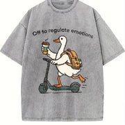 Off to Regulate Emotions Vintage Washed T-Shirt in Gray