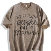 My Favorite People Call Me Grammie Vintage Washed T-Shirt in Brown