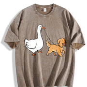 Golden Retriever Goose and Dogs Golden Mom Silly Goose Vintage Washed T-Shirt in Brown