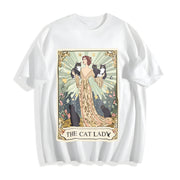 Cat Tarot Card Cat Lover Cotton T-Shirt in White