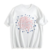 Firework USA V-neck Cotton T-Shirt in White