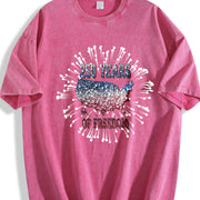 250 Years of Freedom Fireworks USA Vintage Washed T-Shirt in Red