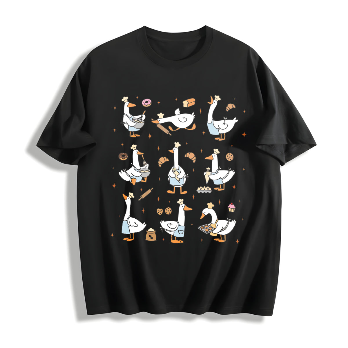 Silly Goose Baker Bakery Mom or Dad Cotton T-Shirt in Black