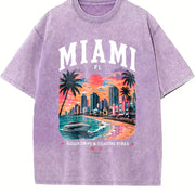 Miami Florida Vintage Washed T-Shirt in Purple