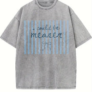 I Could Be Meaner Bow Vintage Washed T-Shirt in Gray