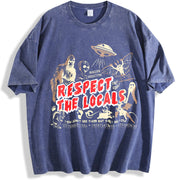 Respect The Locals Cryptids Folklure Bigfoot Alien vintage washed oversized T-shirt in Blue