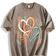 Interlocking Hearts Vintage Washed T-Shirt in Brown