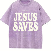 Jesus Saves Vintage Washed T-Shirt in Purple