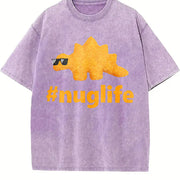 Black Nug Life Dino Nuggs Dino Chicken Nuggets Dinosaur vintage washed oversized T-shirt in Purple
