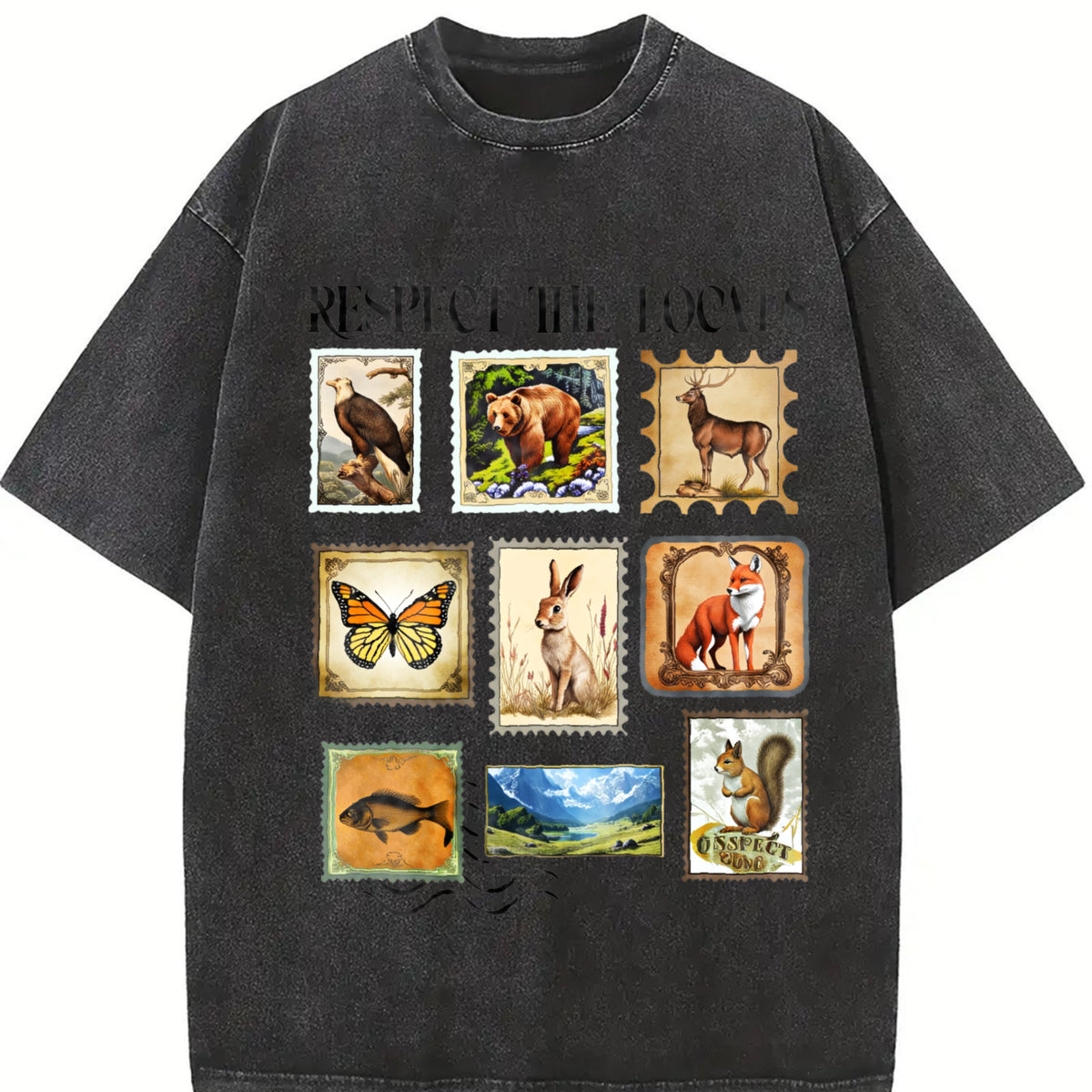 Respect the Locals Wildlife Vintage Washed T-Shirt in Black