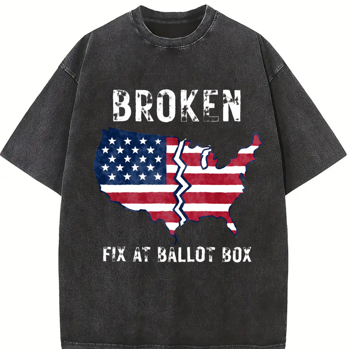 America Is Broken Fix at Ballot Vintage Washed T-Shirt in Black