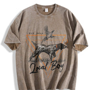 Local Boy High Tail Vintage Washed T-Shirt in Brown