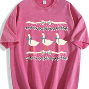 1980s Blue Ribbon Goose with Hearts Ugly Vintage Washed T-Shirt in Red