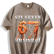 100 Percent Humorous Italian Brainrot Tung Sahur Six vintage washed oversized T-shirt in Brown