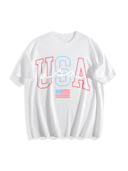 USA 4th of July Cotton T-Shirt in White