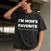Moms Favorite Son Daughter I'm Mom's Favorite Golf Vintage Washed T-Shirt in Black