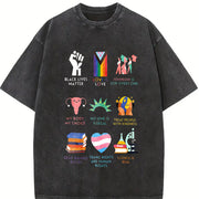 Big Fan of Human Rights vintage washed oversized T-shirt in Black