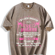 Crazy Mom's Lucky Daughter Vintage Washed T-Shirt in Brown