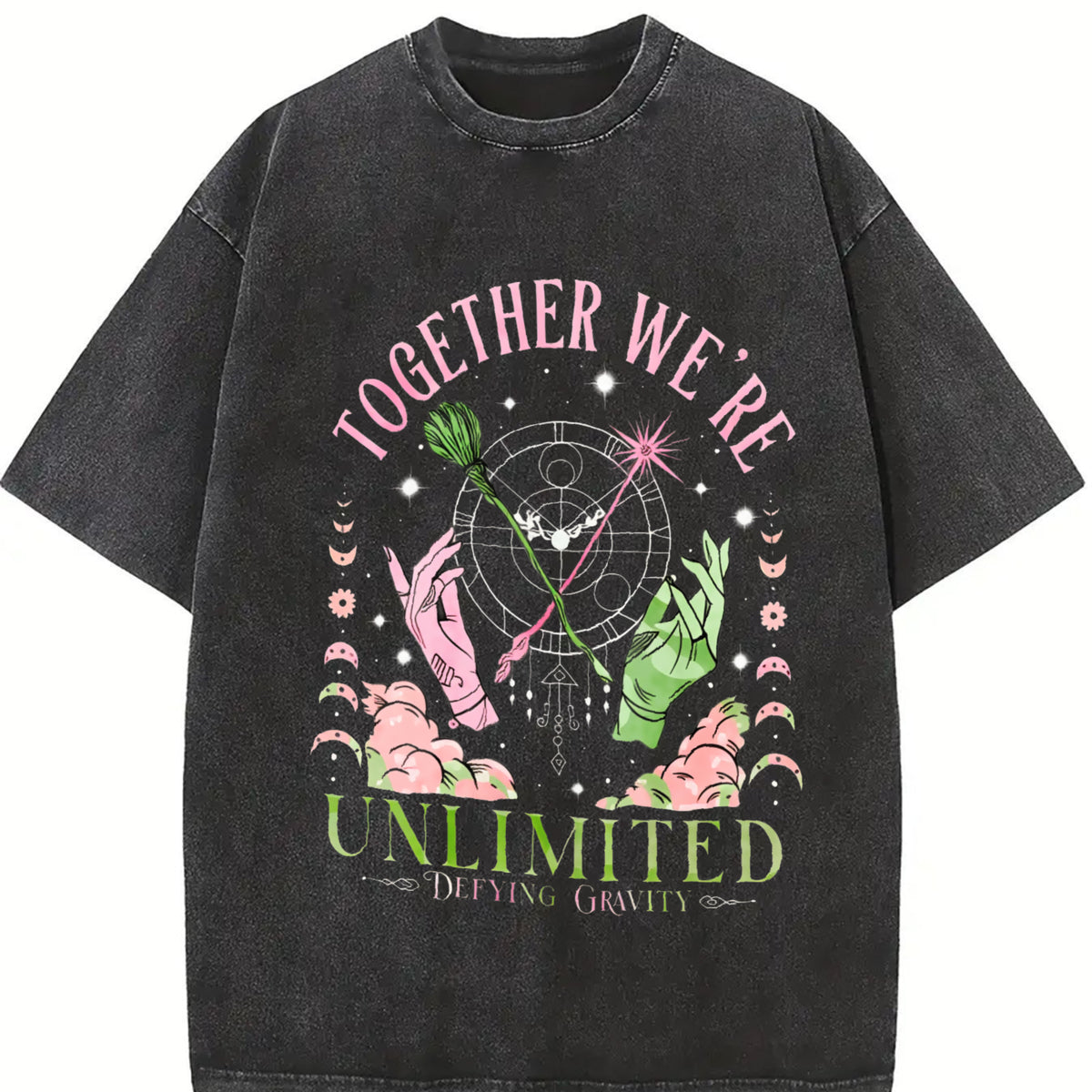 Together We're Unlimited vintage washed oversized T-shirt in Black