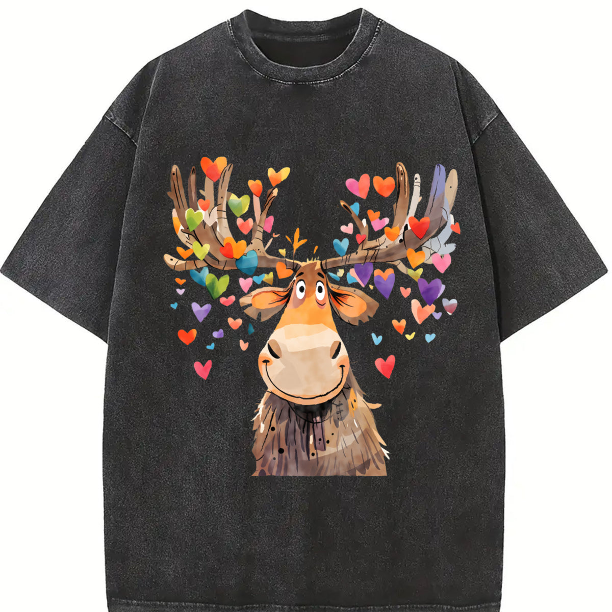 Valentine's Day Spring/ Vintage Washed T-Shirt in Black