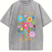 Let Kindness Bloom Vintage Washed T-Shirt in Gray