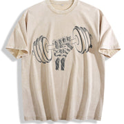 Barbell Fist Vintage Washed T-Shirt in Beige