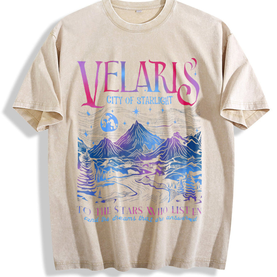 Velaris City Of Starlight Acotar The Night Court vintage washed oversized T-shirt in Beige