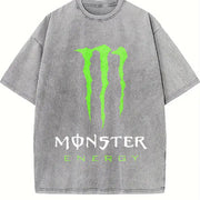 ZestLoop Monster Logo Vintage Washed T-Shirt in Gray