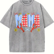 Mama Crawfish Season Vintage Washed T-Shirt in Gray