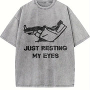 Just Resting My Eyes Sarcastic for Dad Joke Classic Dad Vintage Washed T-Shirt in Gray